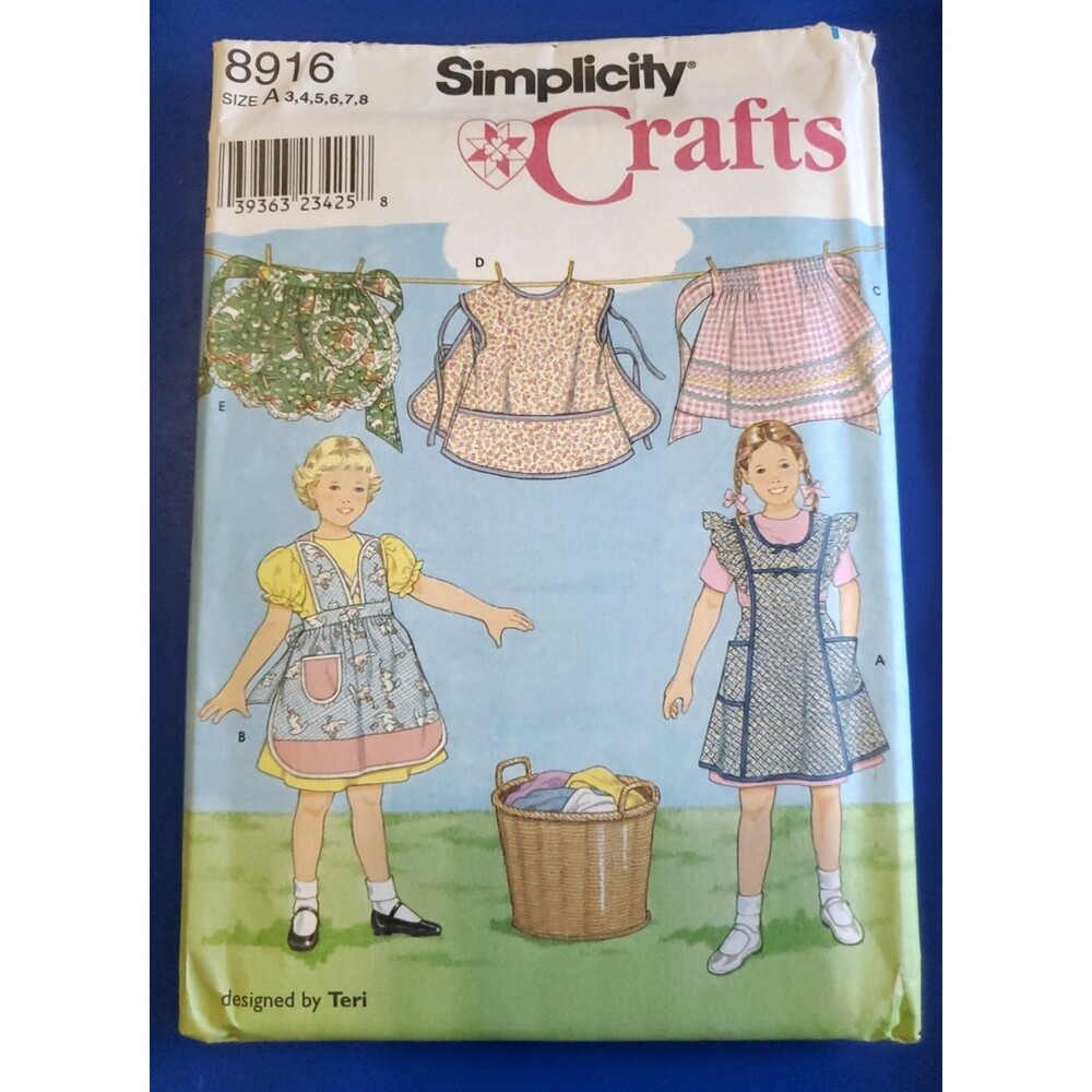 Vintage Simplicity Sewing Pattern 8916 Child’s Apron - 5 Styles- Sizes 3- 8